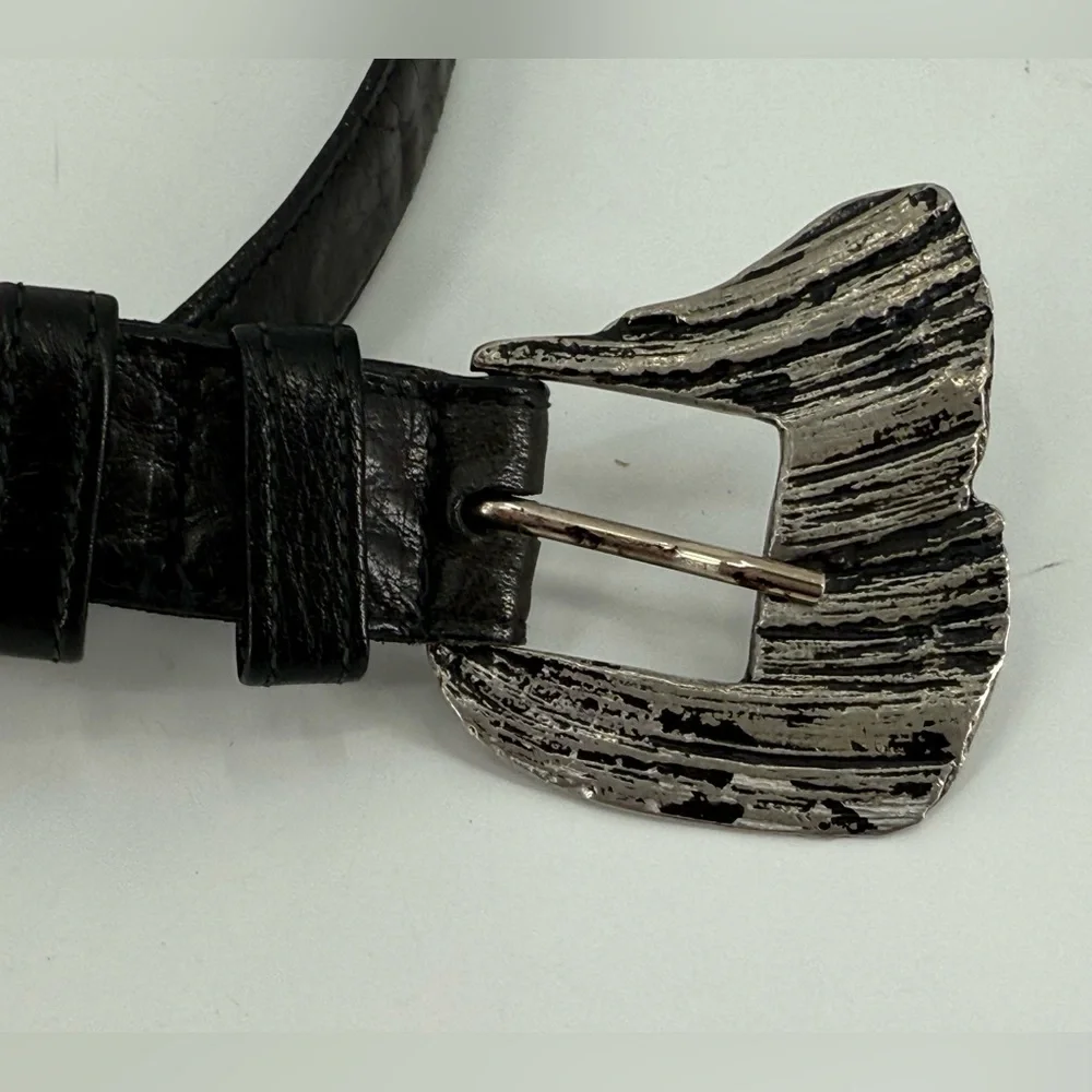 Vintage Morris‎ Moskowitz Black Leather Belt 80s 90s